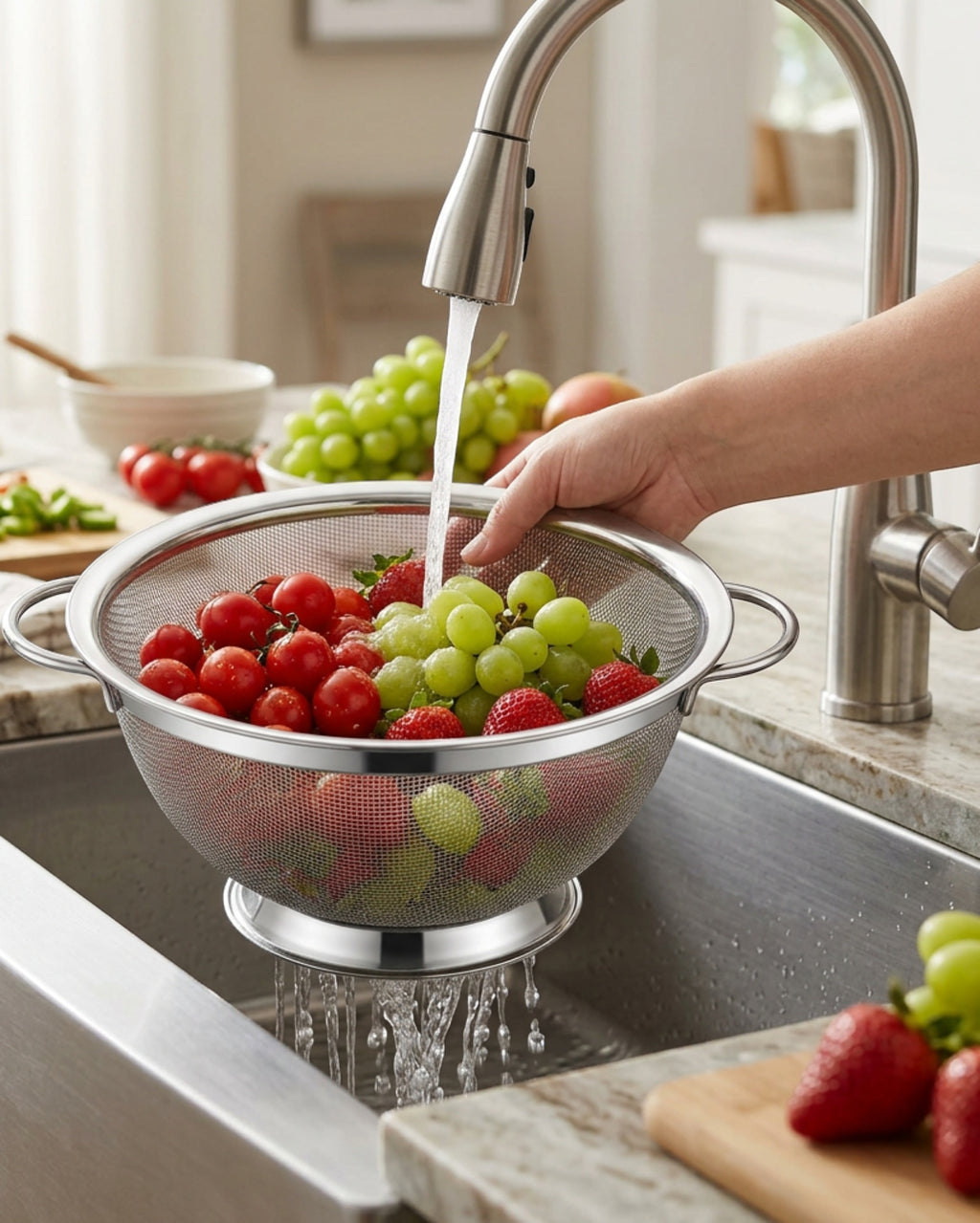 Deep Stainless Steel Mesh Colander Basket 11 in