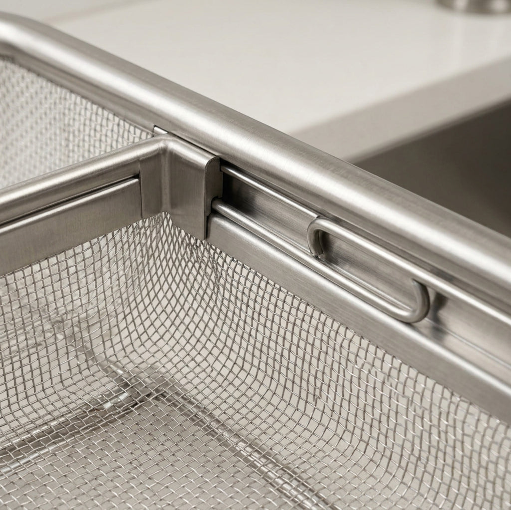Bestd Spantray Over-Sink Stainless Steel Mesh Draining Basket 15 in - Detail view